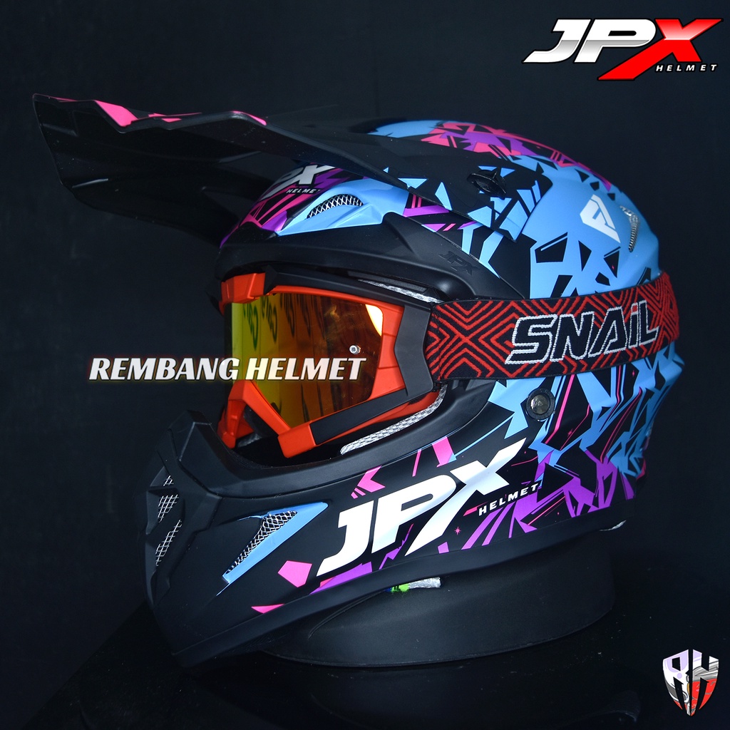 HELM JPX CROSS_FOX1 X33 - BLUE DOFF PAKET GANTENG GOOGLE SNAIL HELM JPX KLX ORIGINAL HELMET MOTO TRAIL SUPERMOTO HELM FULL FACE MOTO CROSS TERBAIK-MX30 MATT RED/RED
