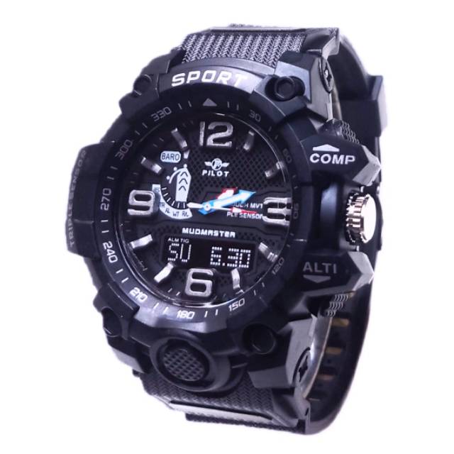 Jam Tangan Pria Kasual Sports Anti Air Pilot Original P-1544 Crono Off