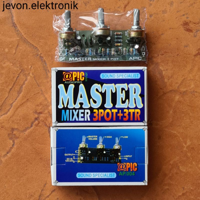 Master Mixer 3 Pot Potensio IC 4558 Apic Audio Pro