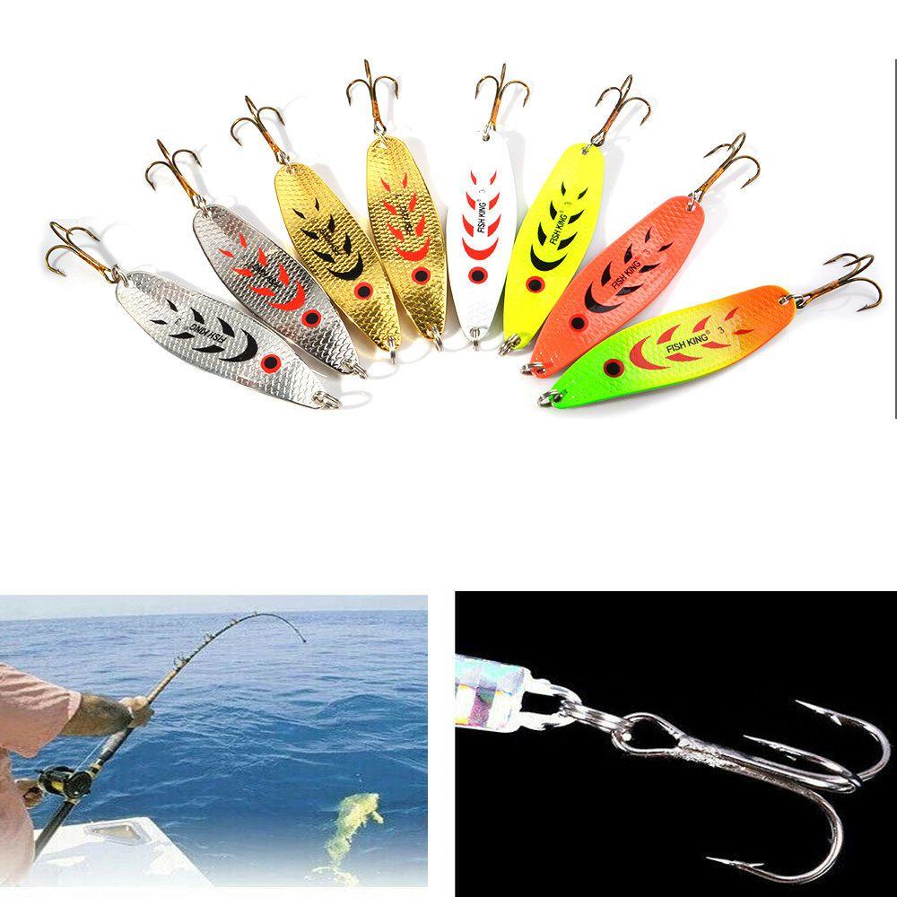 TOP Spinner Umpan Pancing 3D Mata Paillette Single Hooks Spoon Fishing Tackle