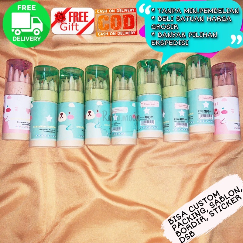 

Souvenir Ulang Tahun Anak Pensil Warna 12pcs dan Peraut Karakter Kartun