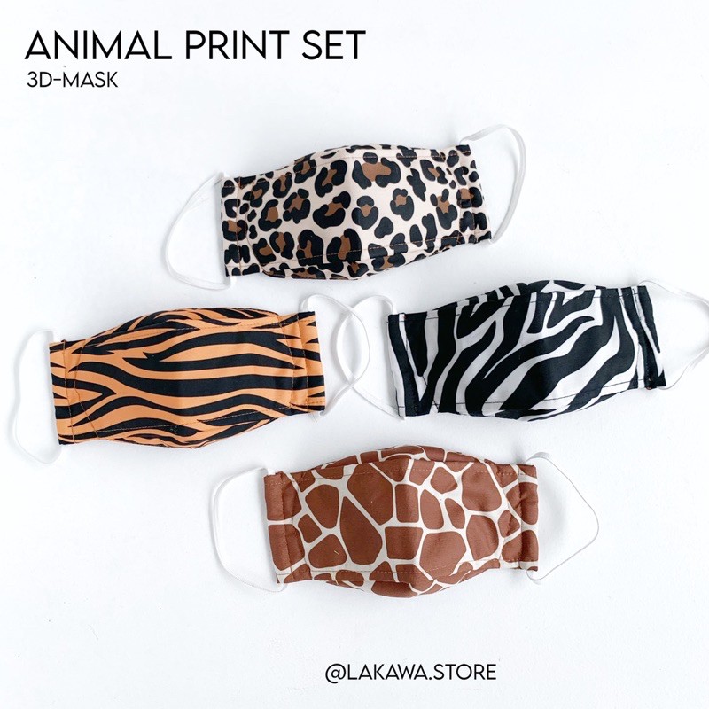 Masker Kain 3D Animal Print 4pcs