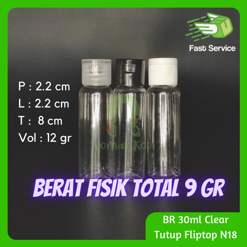 Botol Plastik 60ml Fliptop PET Clear Kosmetik Toner Hand Sanitizer Sabun