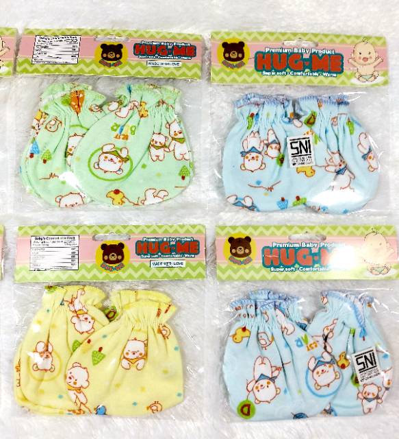 3 pcs SARUNG TANGAN &amp; KAKI BABY MEREK HUG ME (SNI)