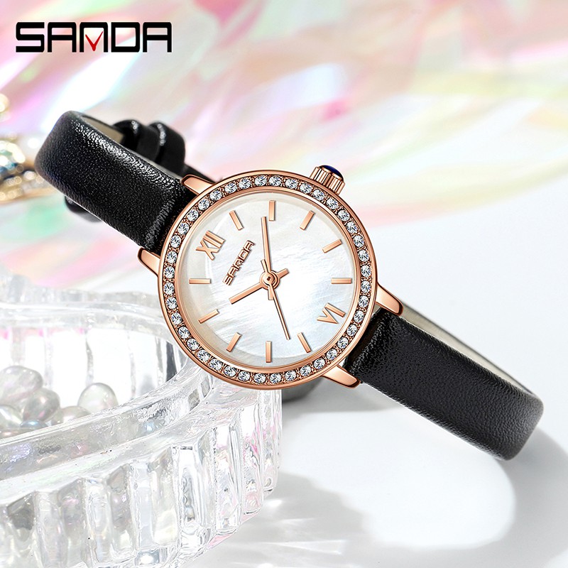 SANDA 1095 Jam Tangan Wanita Analog Tali Kulit WATCHKITE WKOS