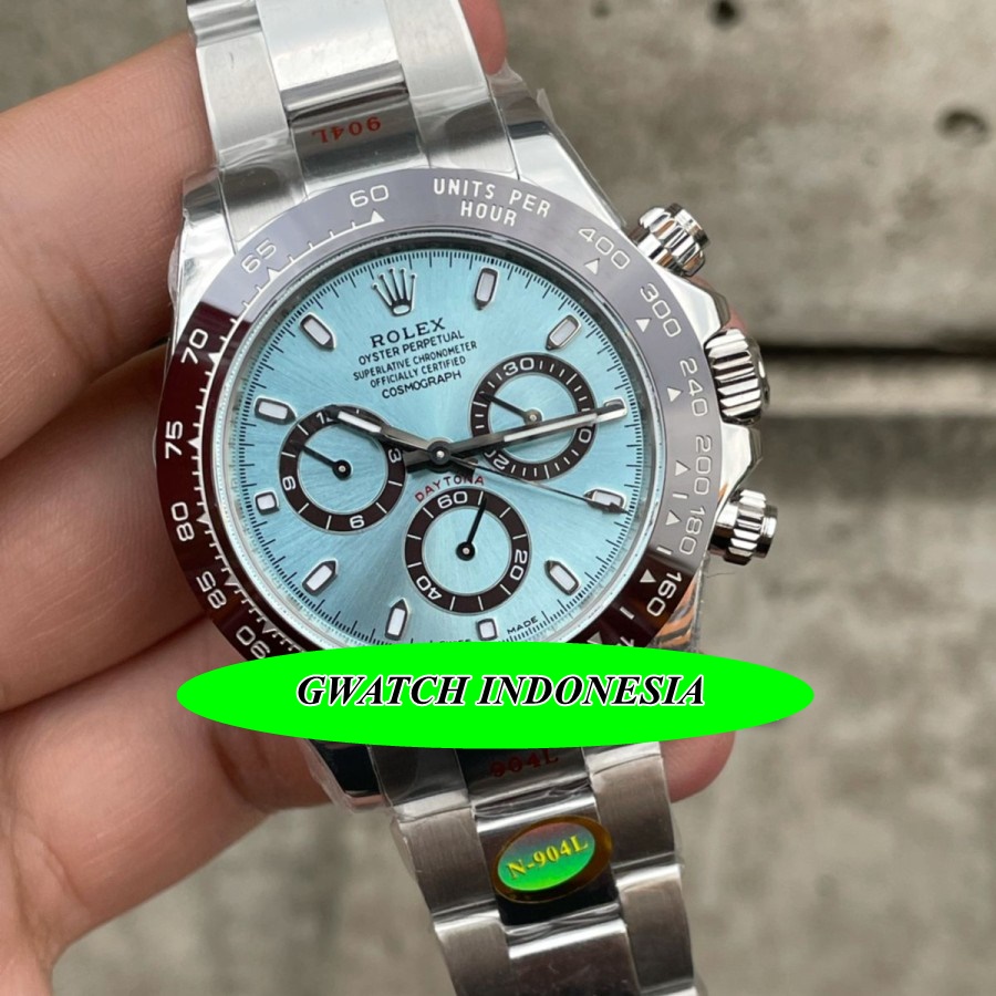 New Arrival  Jam Tangan Kasual Pria Branded Rolex Daytona 116506 Platinum Ice Blue Ss904l Noob V3 Ja