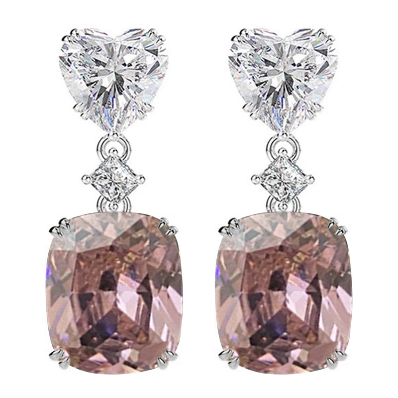 Luxury Heart Dangle Earrings For Women Wedding Eternity Love Jewelry High Quality Silver Color Bling Female Accessories