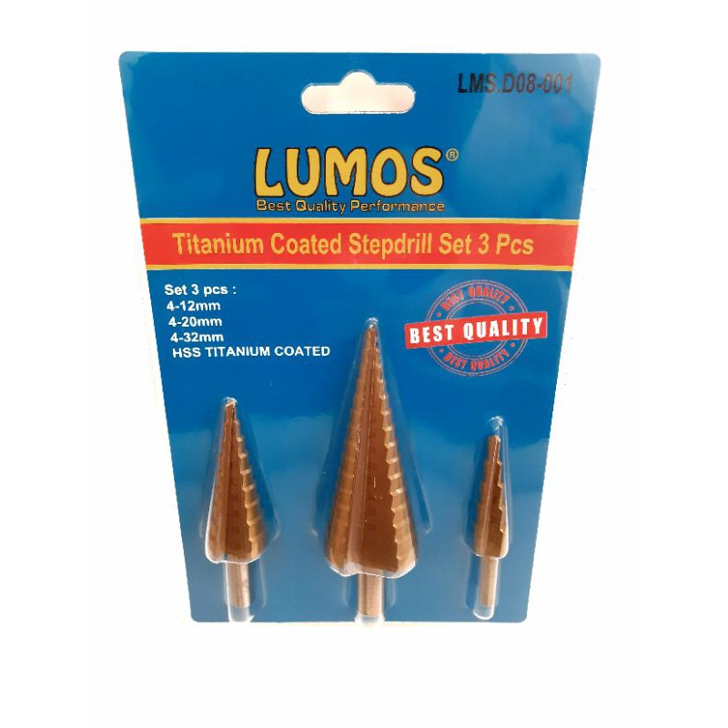 LUMOS Mata Bor Piramid Kerucut Set 3Pcs Mata Bor Pagoda 4-12 4-20 4-32