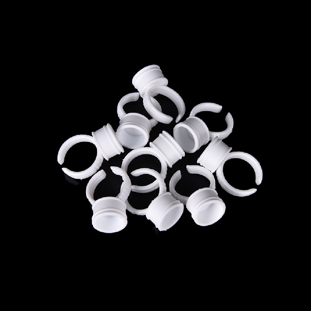 [OOID] 100Pcs Tattoo Permanent Eyelash Makeup Ink Cup Cap Finger Ring Holder ID