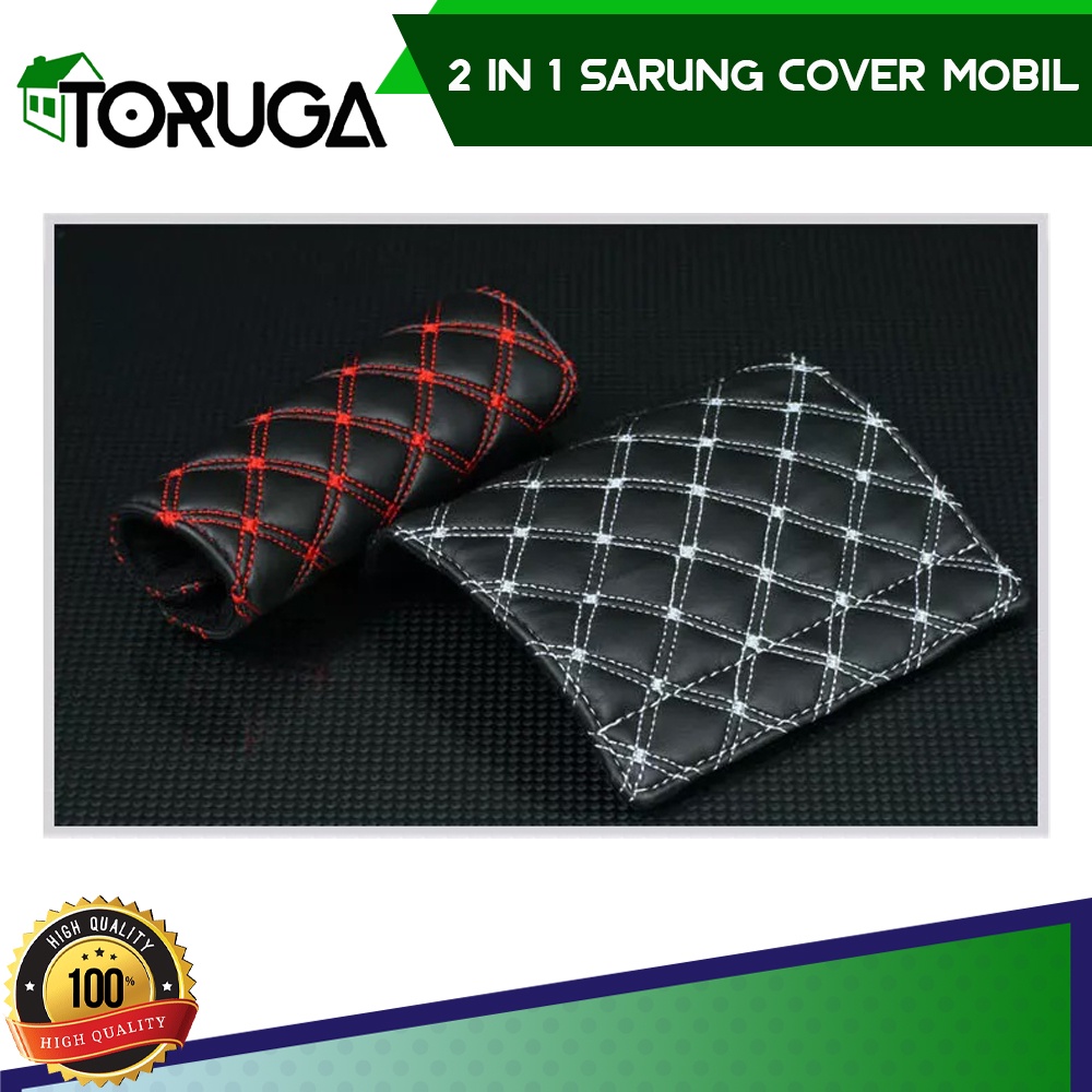 2 IN 1 SARUNG COVER MOBIL KULIT PERSNELING GIGI REM TANGAN HANDLE