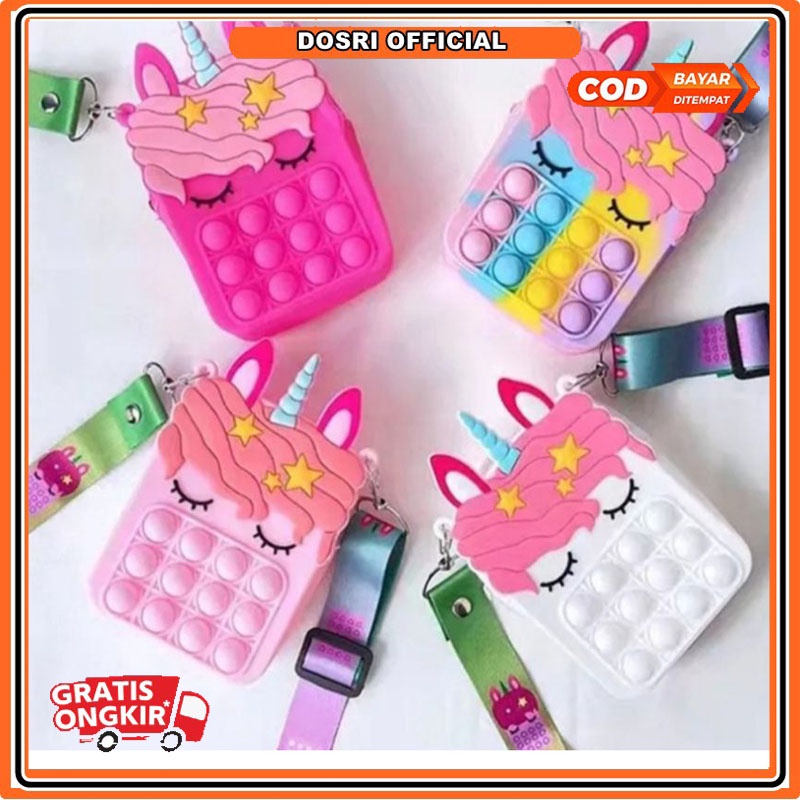 [ BISA COD ] Pop it bag kids pop it unicorn wallet cross bag Tas anak popit mini sling bag