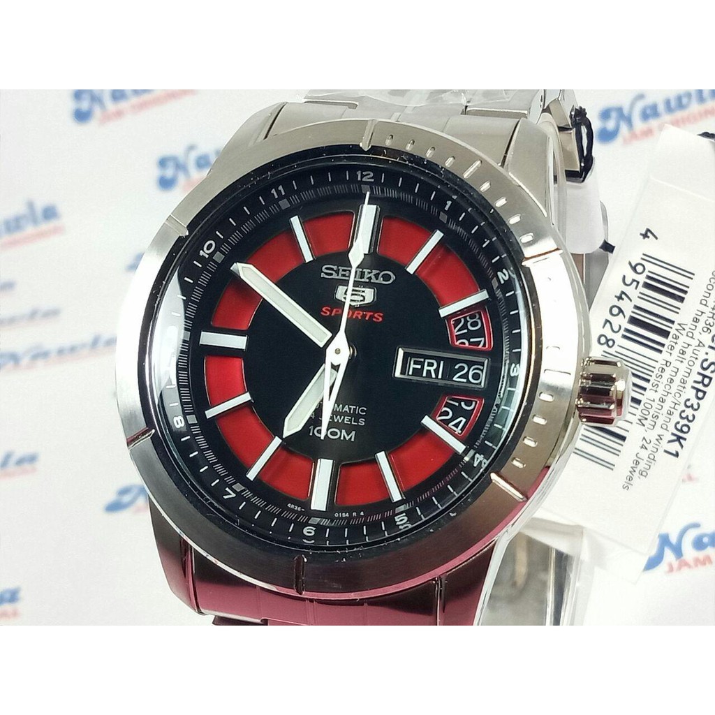 Seiko 5 Sport SRP339K1 Automatic Black-Red Dial - Jam Tangan Pria SRP339