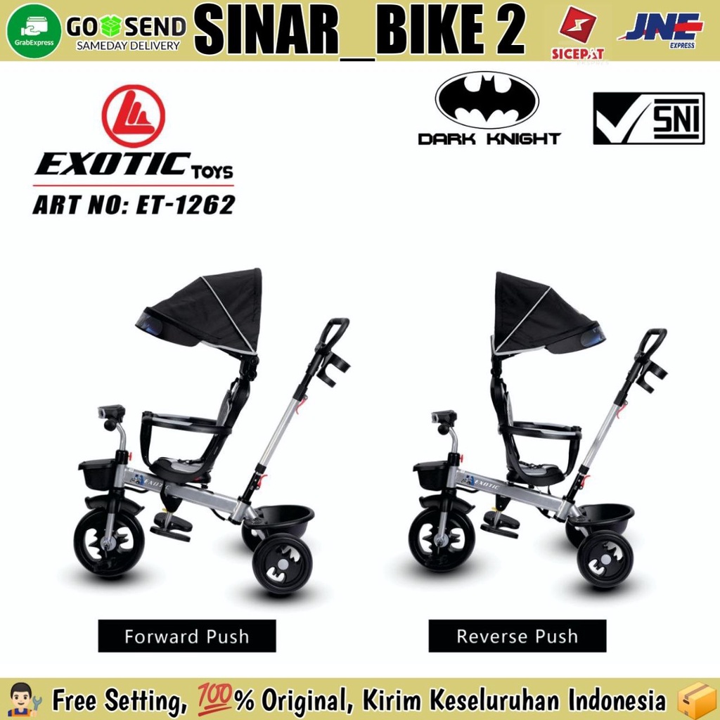 Sepeda Roda Tiga 3 EXOTIC ET-1262 &amp; ET-1261-1 Batman Dark Knight Tricycle Anak