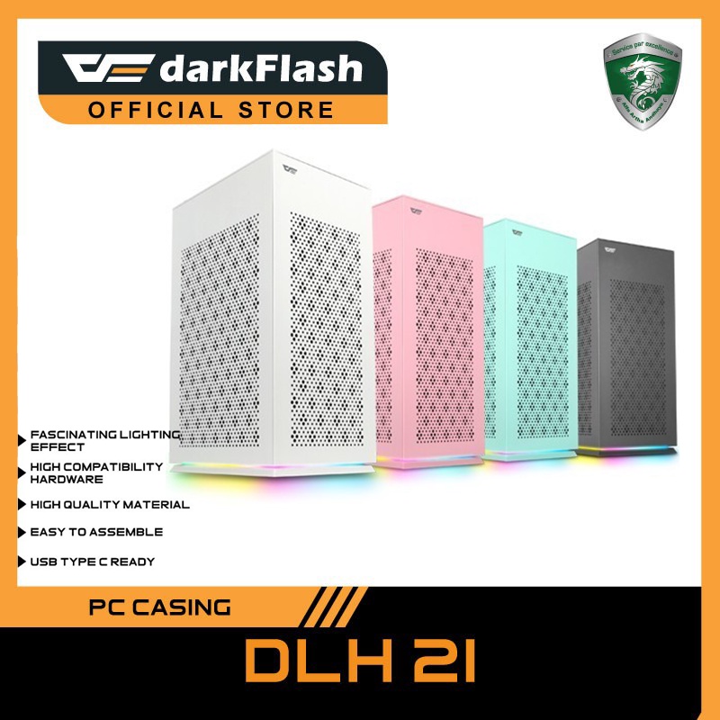 AIGO DARKFLASH DLH21 | Mini ITX PC Case | Black White Pink Neo Mint