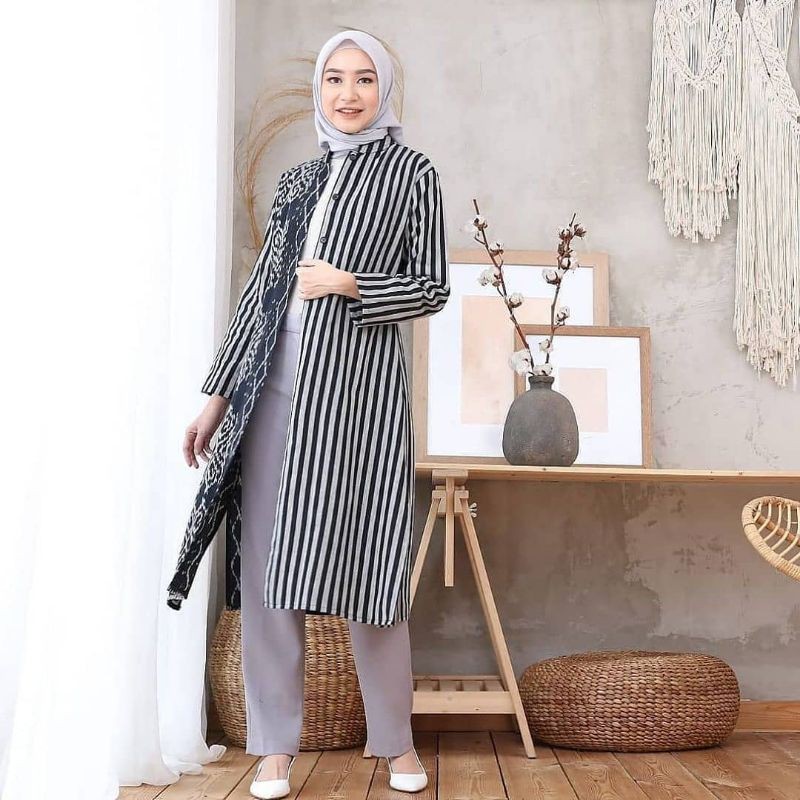 outer wanita panjang - tunik tenun - cardigan panjang