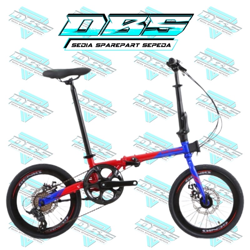 SEPEDA LIPAT GENIO RUNES  1.0 20 INCH 8SPEED BLUE RED MURAH TERMURAH