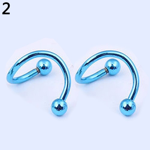 2 Pcs Perhiasan Tindik Menusuk Tubuh Cincin Hidung Bibir Bentuk Spiral Melilit Stainless Steel