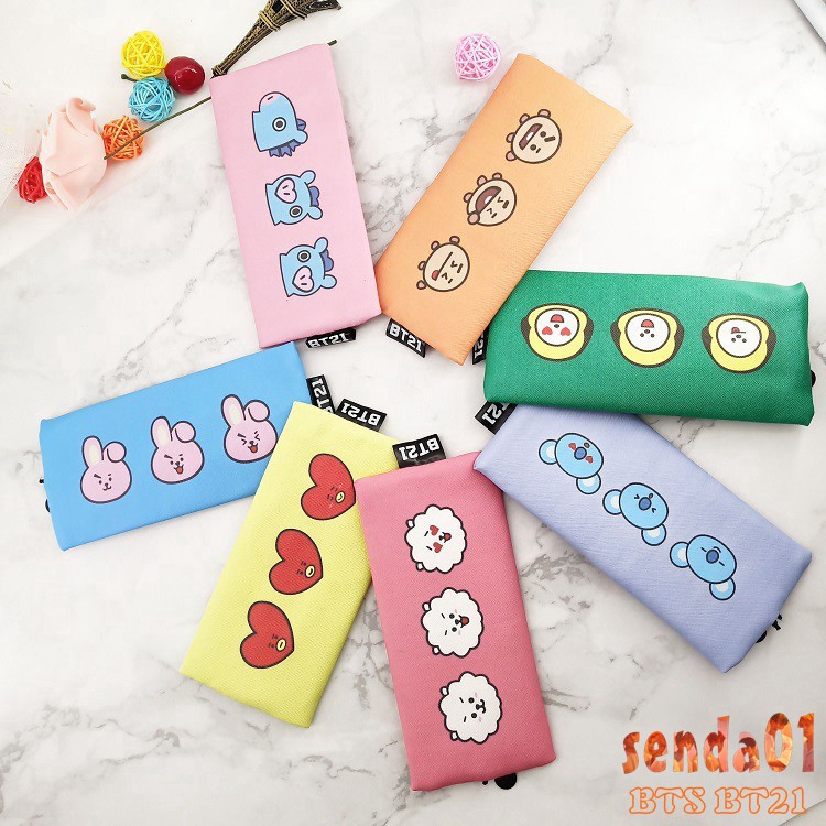 Bt21 Tempat Pensil Bahan Kulit Motif Kartun BTS Shopee 