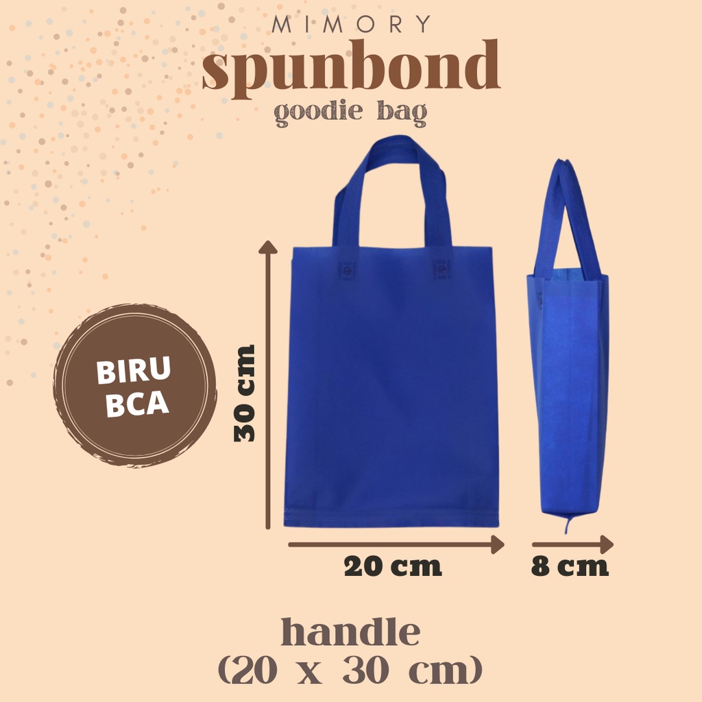 

TAS SPUNBOND 20x30 cm HANDLE -BIRU BCA- /Goodie Bag/Ultah/Tas Belanja/Tas Sablon