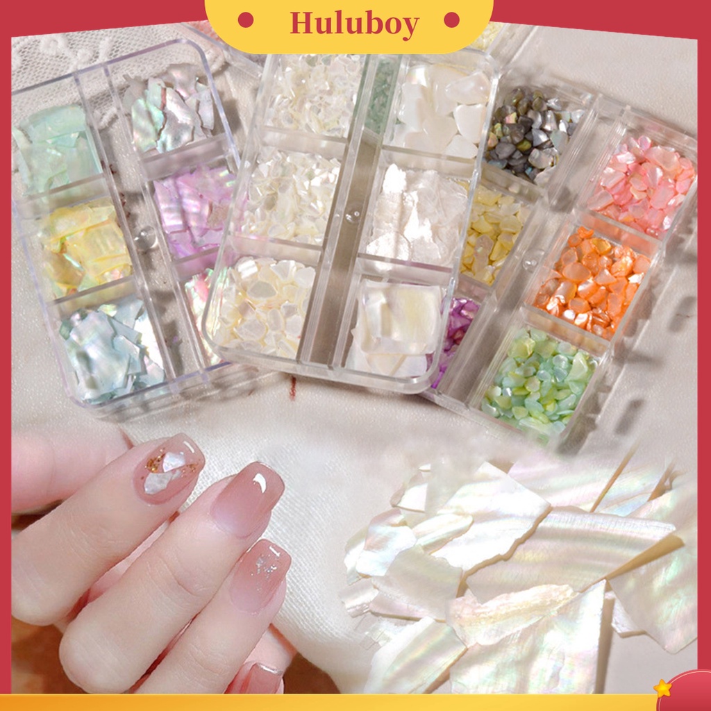 Huluboy Huluboy♡ 1 Kotak Batu Kerang Warna-Warni Untuk Dekorasi Manicure