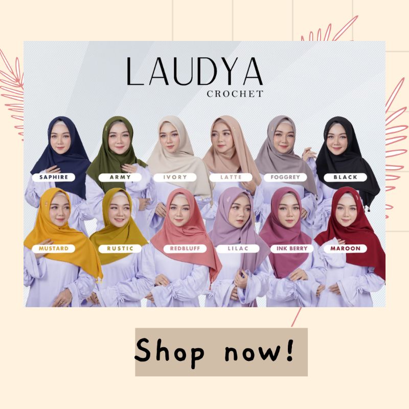 LAUDYA CROCHET  Terbaru Segi empat Nyaman Original By Lina Livia Hijab