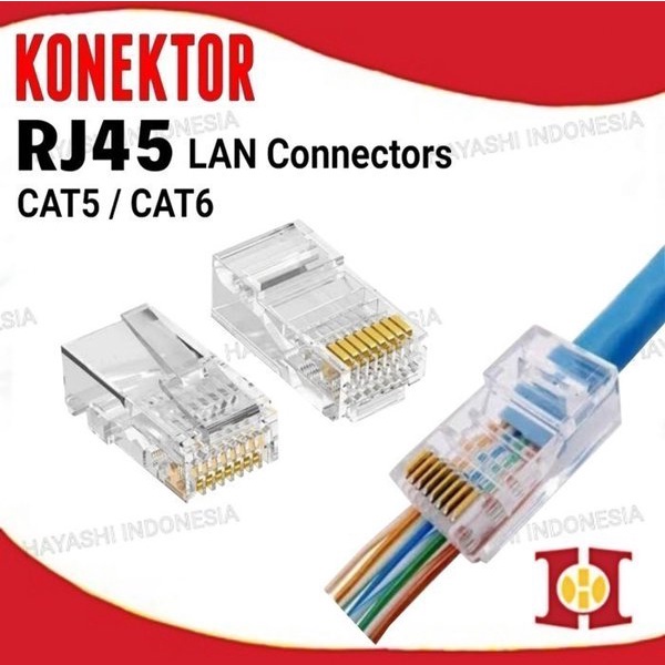 Konektor Jek Internet RJ45 8P8C Connector LAN Networking RJ 45 Cat 5 6-20 PCS