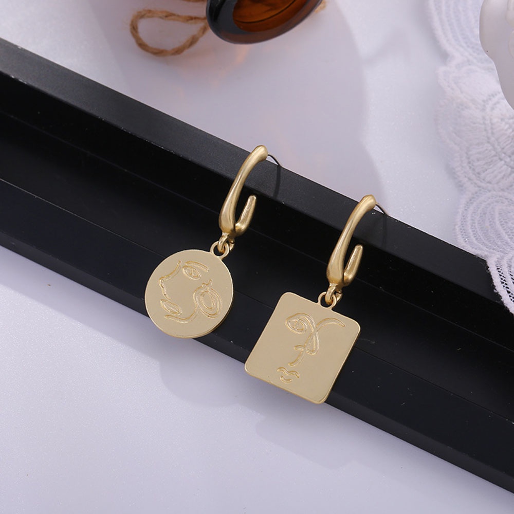 Anting Tusuk Gantung Bahan metal Desain Geometri Asimetris Gaya Bohoretroelegan Untuk Wanita