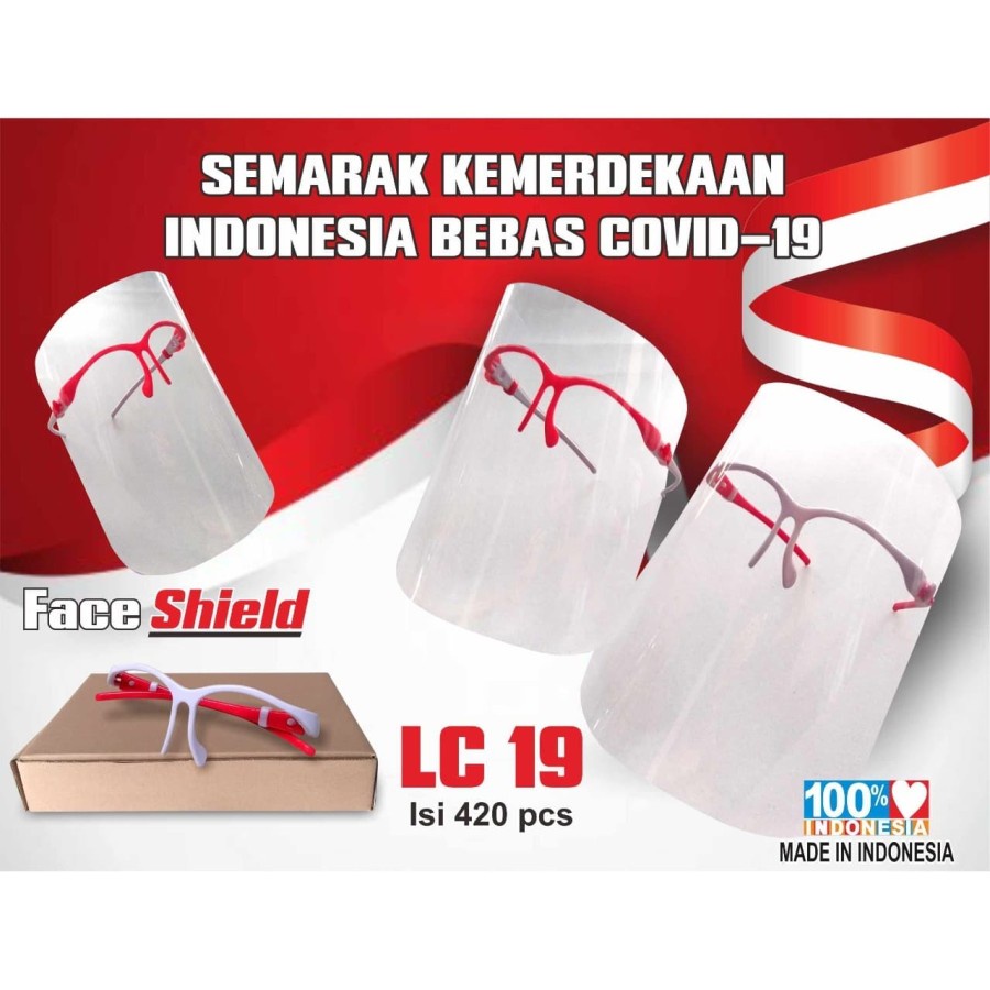 FACE SHIELD KACAMATA NAGITA KEMERDEKAAN EDISI 17AN BEBAS COVID LC 19 pelindung wajah merah putih