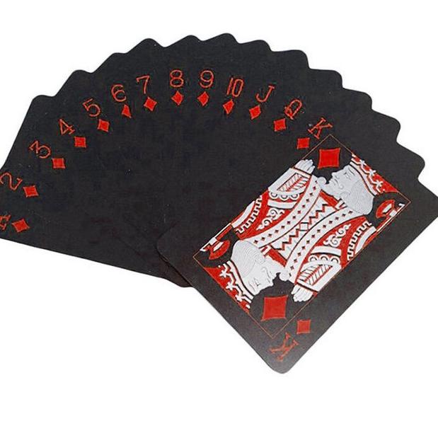 READY!! 760 Waterproof Plastic Playing Card Deck Kartu Remi Elegan Hitam Merah