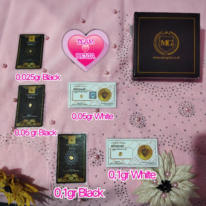 Emas MiniGold 0,025 gram 0,05 gram 0,1 gram emas 24K murni logam Mulia bersertifikat berkwitansi