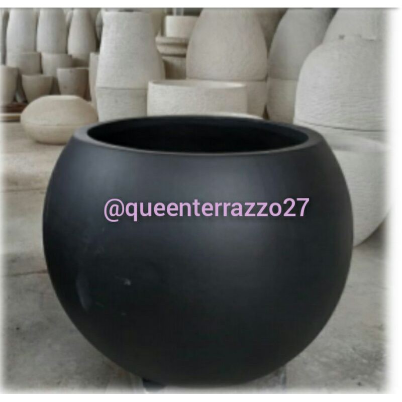 Pot terrazzo Bola hitam doff