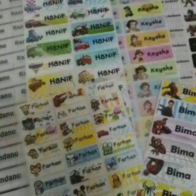 

Aneka stiker dan label nama waterproof