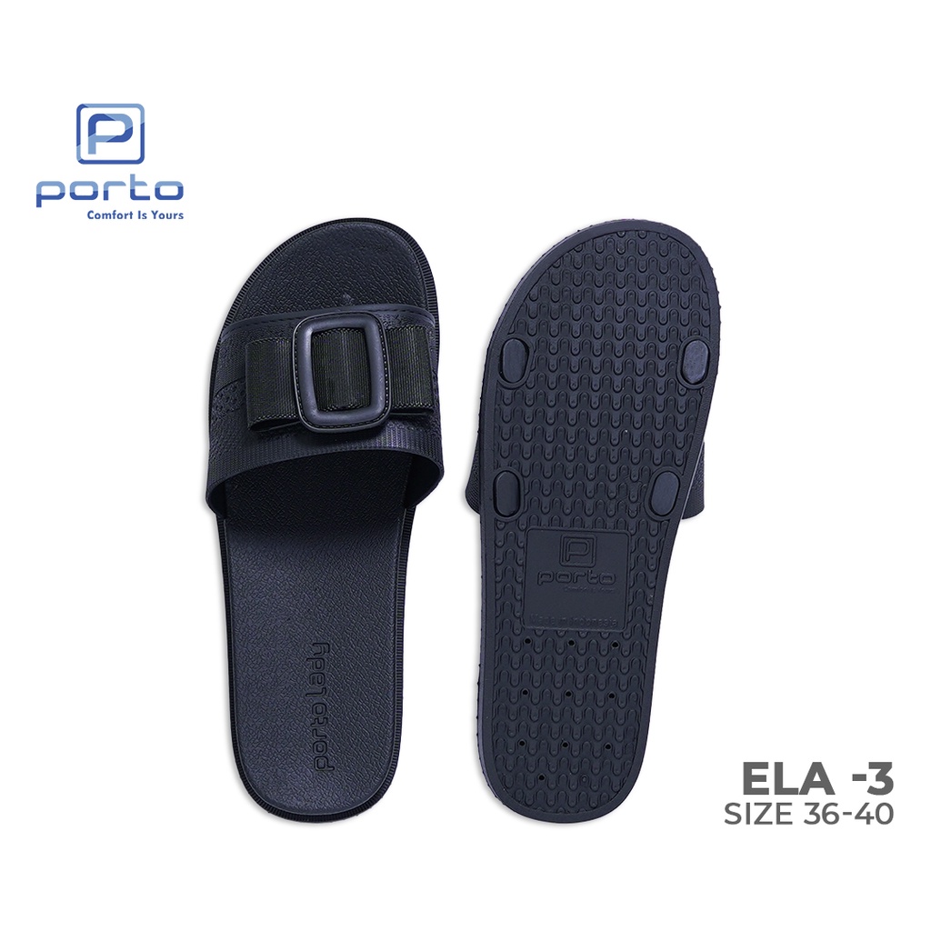 ELA-3 - Porto Leveling Sandal Wanita Selop Harian Pita Santai Cantik Casual Nyaman Empuk Porto Lady