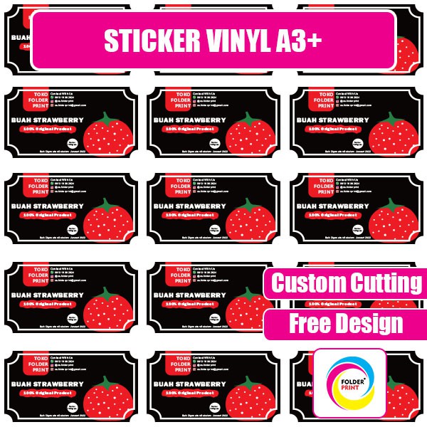 Stiker Vinyl A3+ Anti Air Label Kemasan Produk (Custom Cutting)