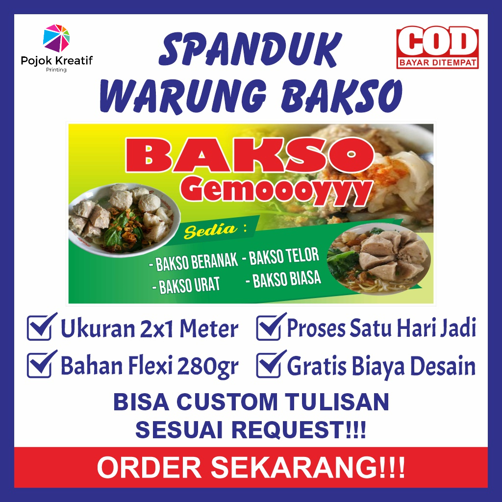 Spanduk Sepanduk Banner Bener Baner Backdrop Warung Makan Makanan Bakso Baso Beranak Urat Telor Bias