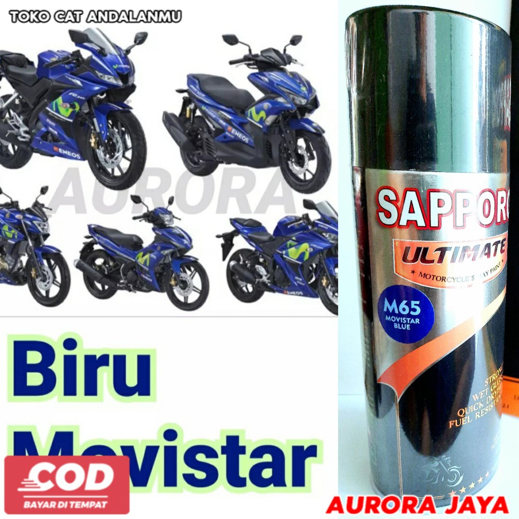Pilox SAPPORO Ultimate Biru Movistar Blue M65 Yamaha Saporo Ultimet Cat Mobil Motor Tahan Bensin 400
