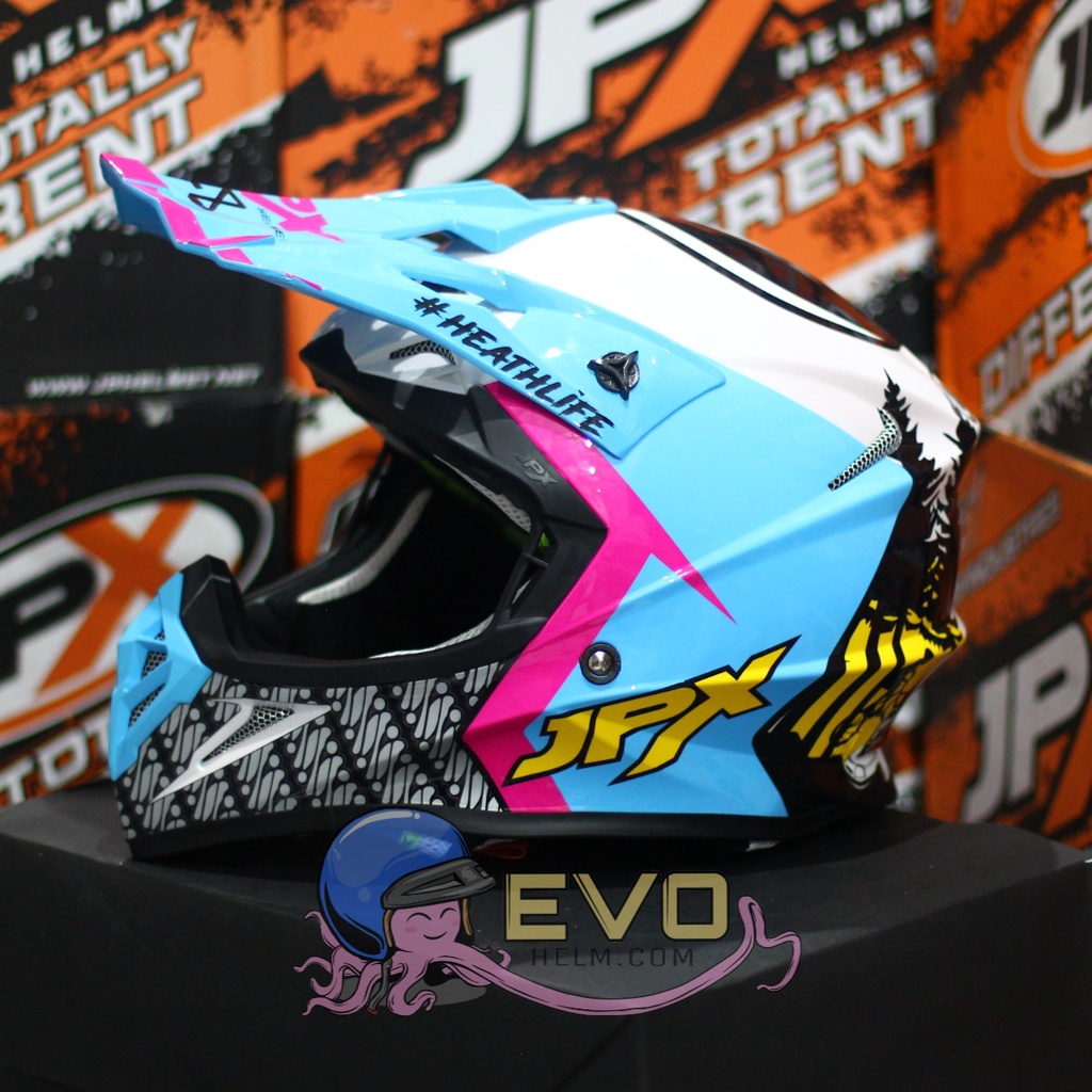 HELM JPX CROSS_FOX1 SERI X26 - PEARL WHITE DOFF + GOOGLE SNAIL (ONGKIR 2 KG) HELM JPX X26 MOTIF BATIK JPX BATIK JPX X26 BLUE PAKET GANTENG HELM JPX TERBARU