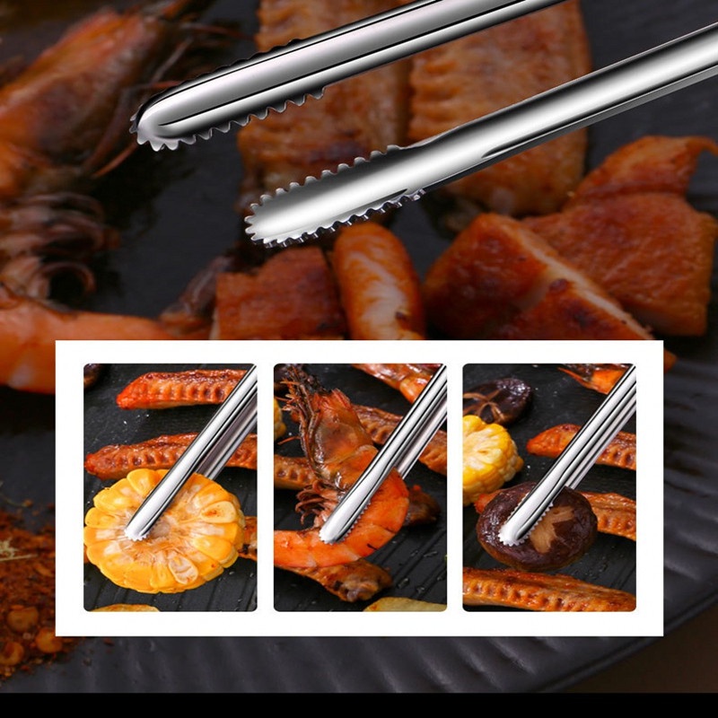 Penjepit Makanan Multifungsi Bahan Stainless Steel Dengan 3 Ukuran Untuk BBQ