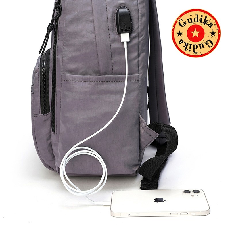 New GUDIKA 66111 - Tas Ransel Laptop 15 inc Pria Wanita (Unisex) Kekinian With USB Port Charger Import Original Bahan Nilon Waterproof Anti Air Premium Korea - tas wanita - tas pria - tas kerja - tas laptop - ransel - gudika bag - tas gudika - tas sekolah