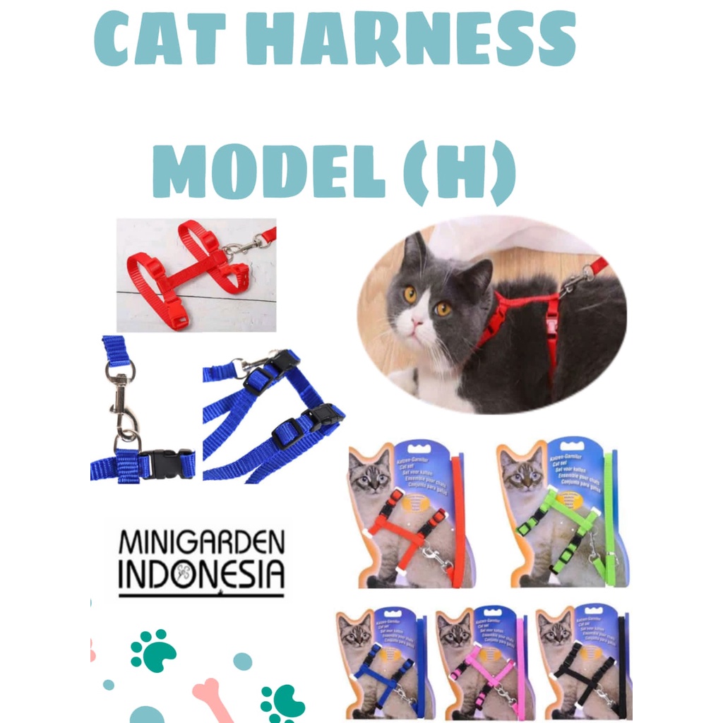 HARNESS MODEL H + TALI TUNTUN CAT HARNESS tali harness anjing kecil