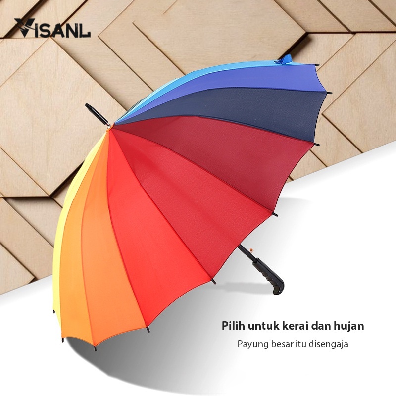 PAYUNG GOLF SIZE BESAR MOTIF PELANGI 12 WARNA RAINBOW KUAT &amp; KOKOH