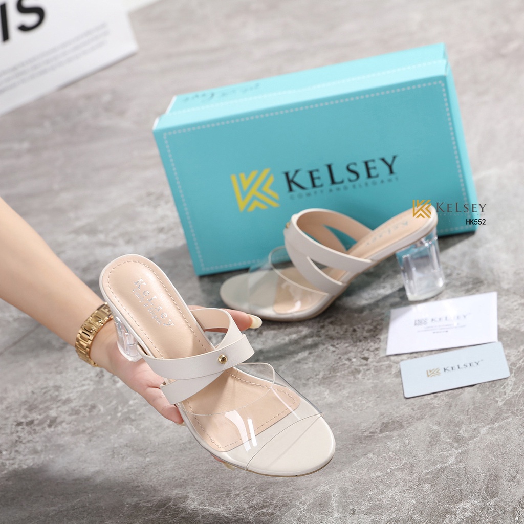 (Promo 10rb) Sandal Heels Kaca 8cm Wanita Kelsey HK552