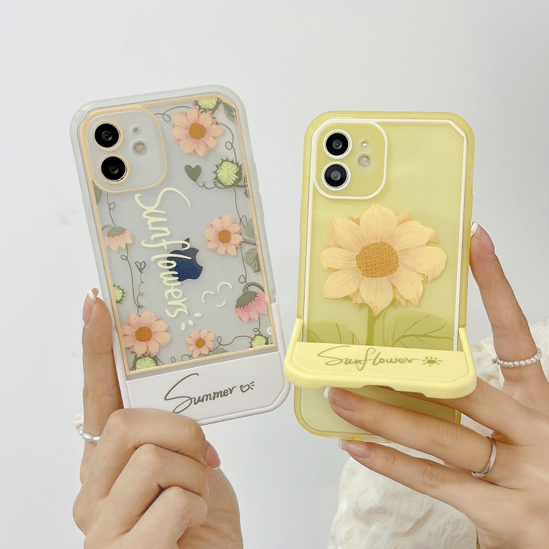 Casing iPhone 11 12 13 Pro MAX X XR XS MAX 7 8 Plus Motif Bunga Matahari Tahan Jatuh