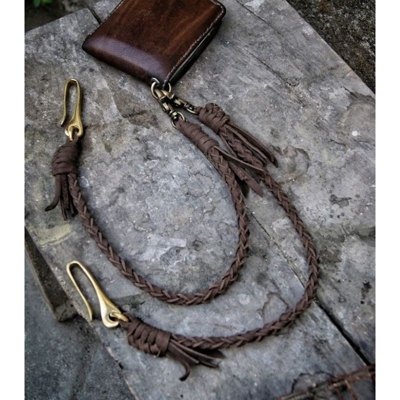 Tali Dompet Kulit anyam - Leather Braded Natural - Keychain Leather - Tali Kulit