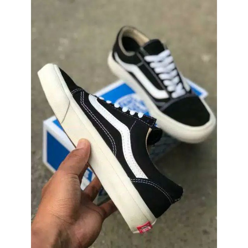 SEPATU VANS OLDSKOOL BLACK WHITE OG VAULT WAFFLE DT DOUBLE FOXING BNIB