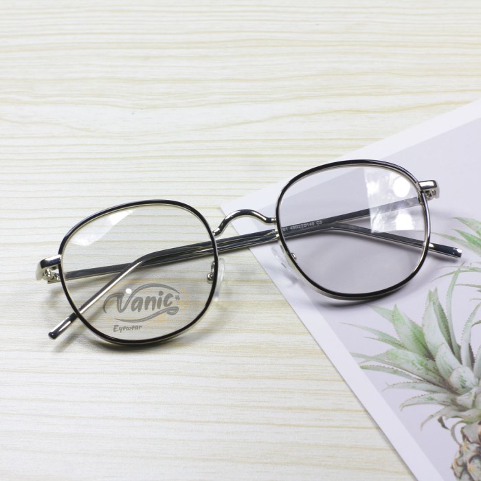 Kacamata Bulat Photocromic Anti Radiasi Pria Wanita - Silver, Normal New