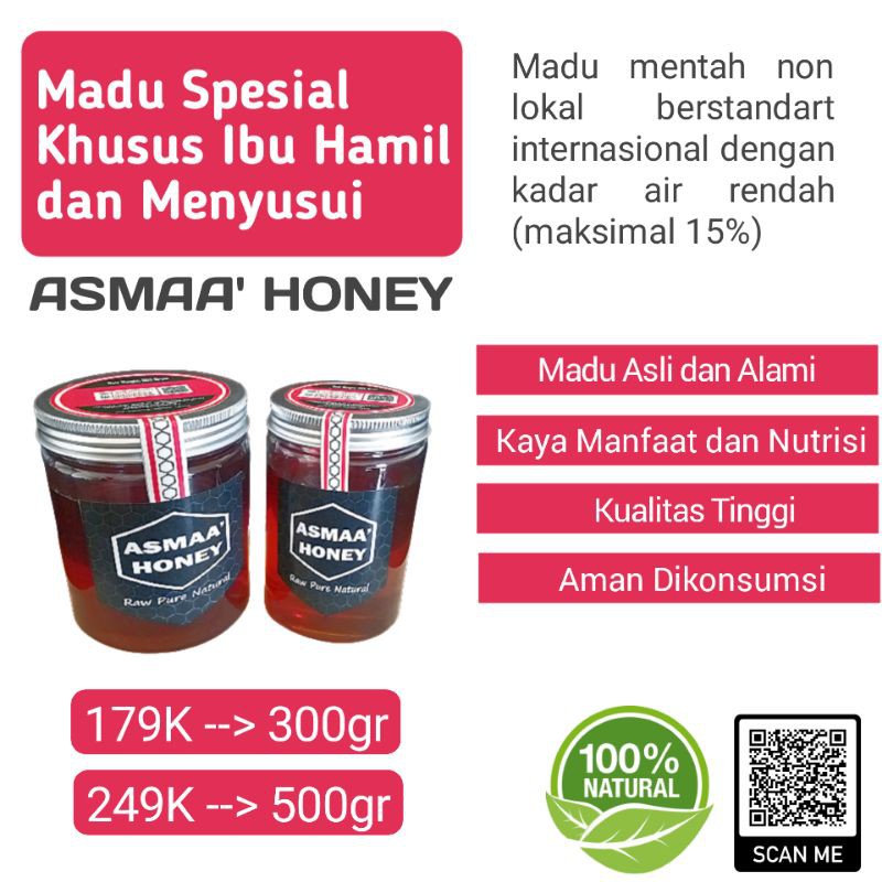 

ASMAA' Honey MOMS 500 gr Raw Pure Natural Madu Spesial Ibu Hamil dan Menyusui