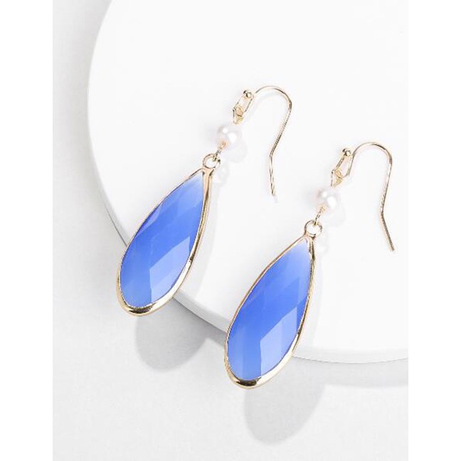 LRC Anting Gantung Fashion Waterdrop Shape Decorated Earrings