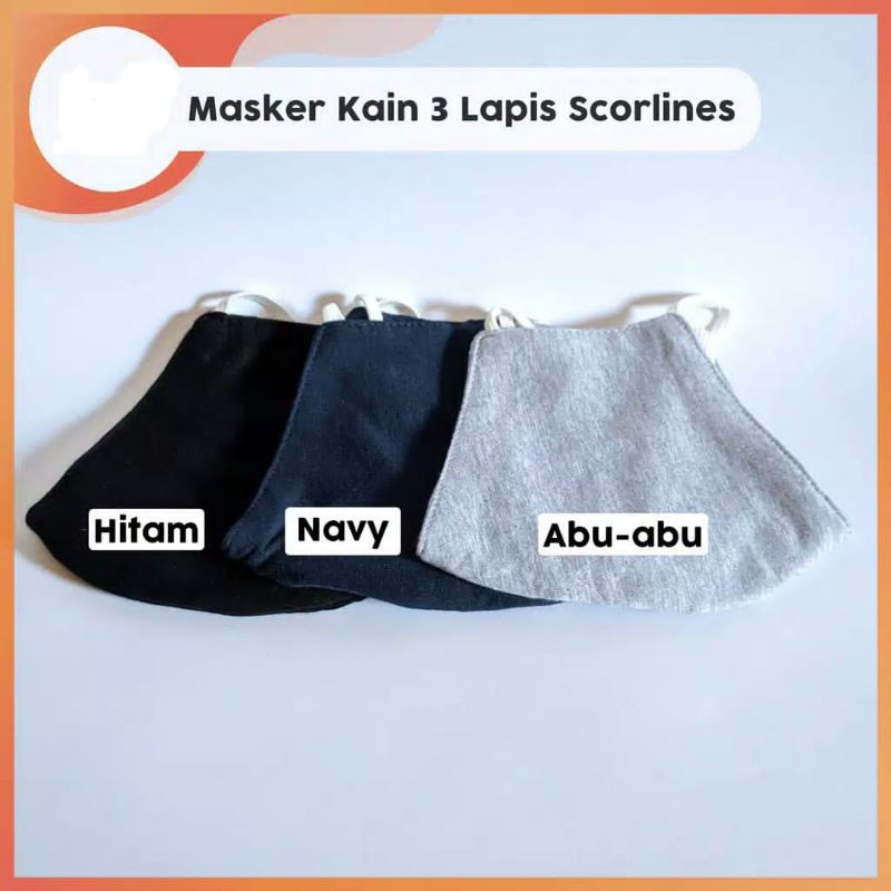 Masker kain 3 lapis 3 ply Scorlines masker kesehatan masker non medis masker nonmedis