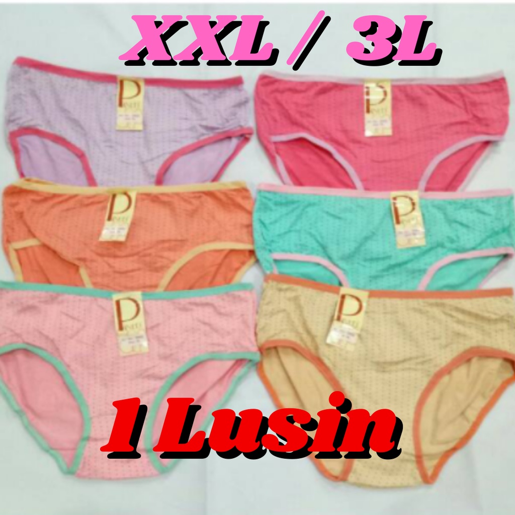 CD WANITA/CELANA DALEM WANITA JUMBO BIG SIZE XL XXL LUSINAN 1 LUSIN 12 PCS/CELANA DALAM WANITA PINLE
